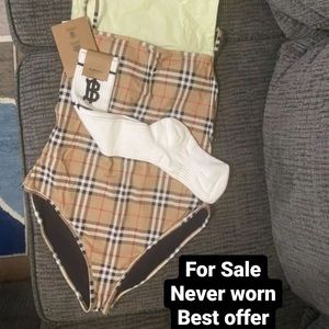 XL Burberry Bathing suit Paid $480 Burberry socks Paid $110 (I have proof)